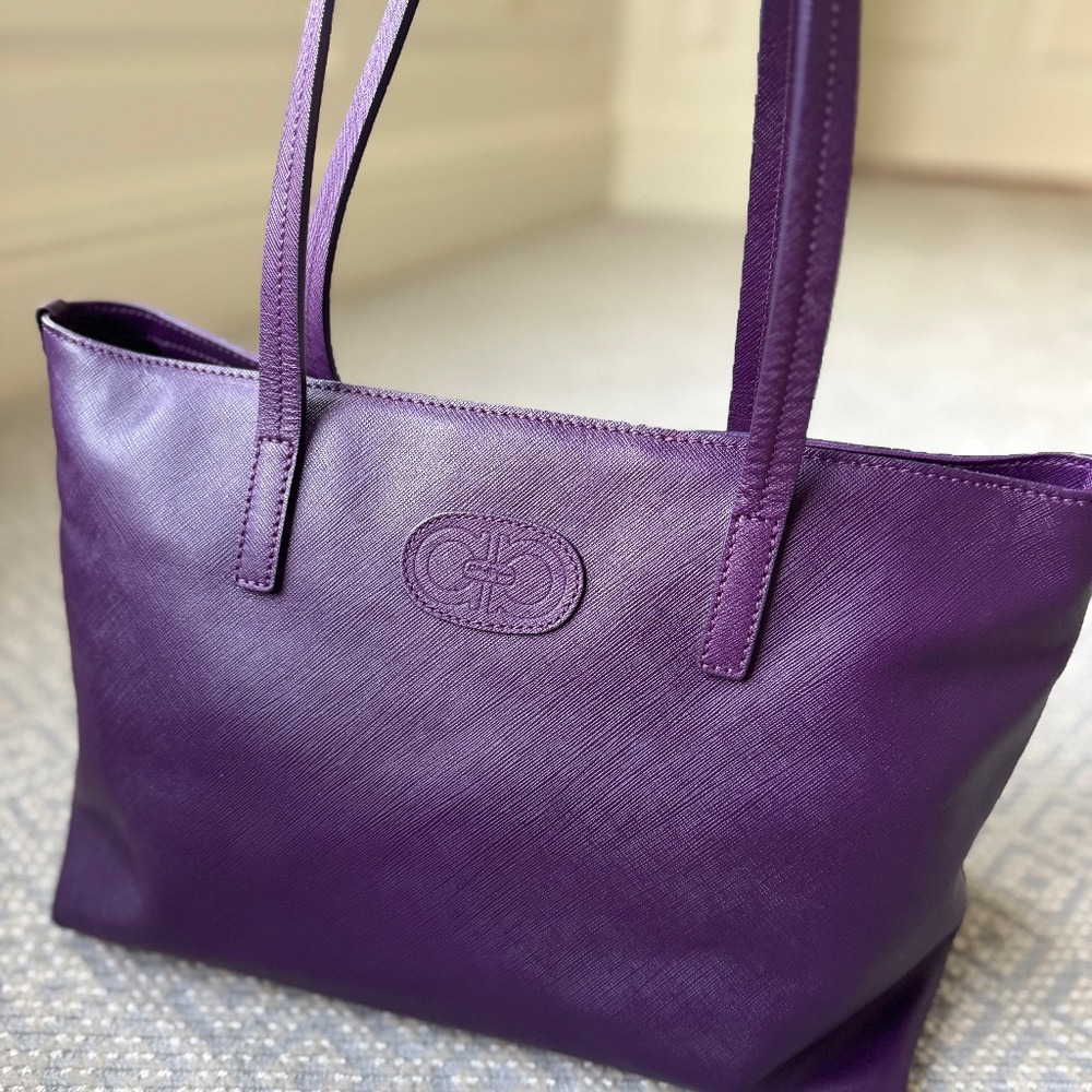 Salvatore Ferragamo Purple Saffiano Leather Tote